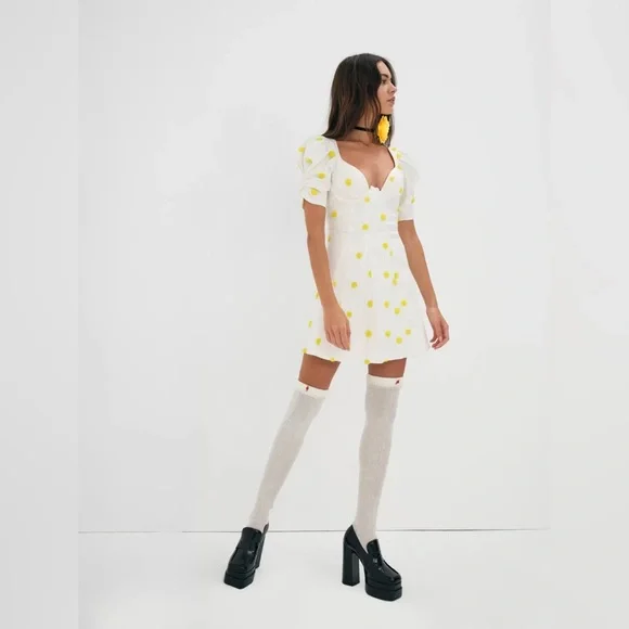 For Love & Lemons 🍋 Claude Mini Dress White, NWT - Picture 4 of 4